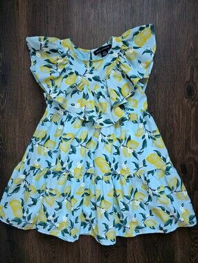 French Connection light blue lemon print dress
